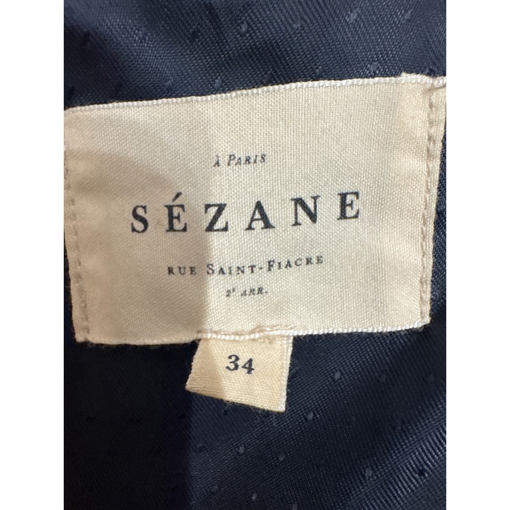 Sezane Java Puffer Navy Green Plaid Wool Blend Size 34FR US Small 2/4 - Picture 3 of 10